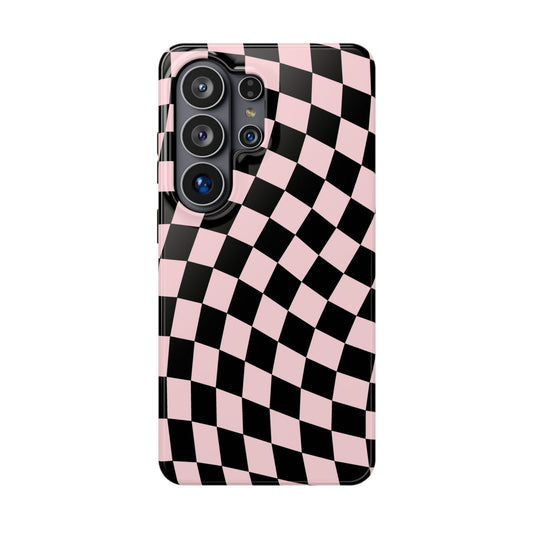 Pink & Black Wavy Checkered Samsung Case