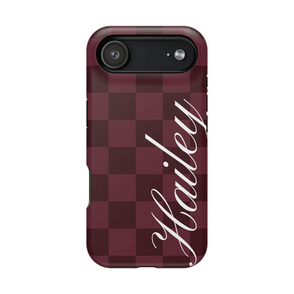 Custom Burgundy Checkered iPhone Case