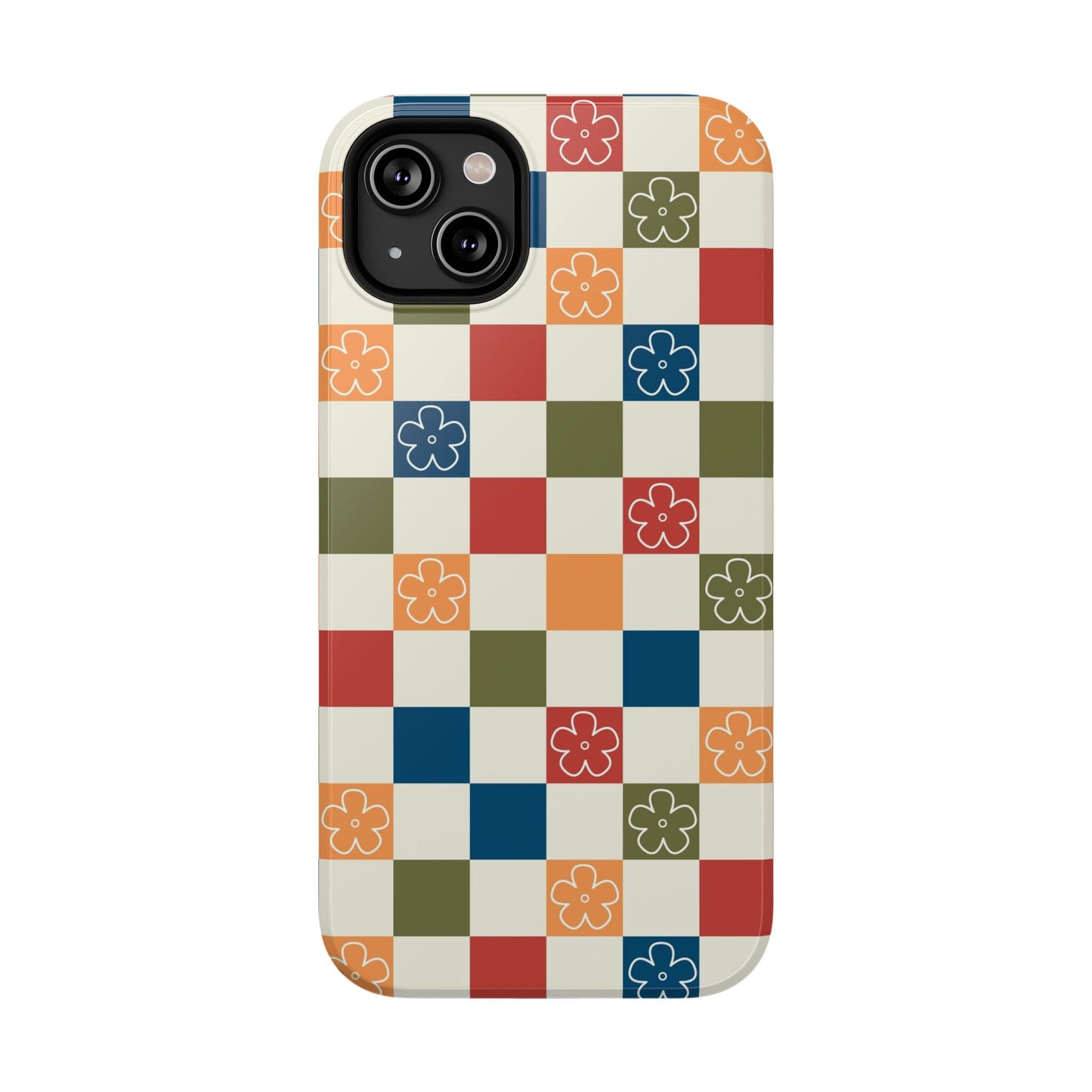 Vintage Flowers Checkered iPhone Case