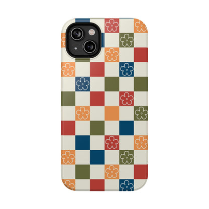 Vintage Flowers Checkered iPhone Case