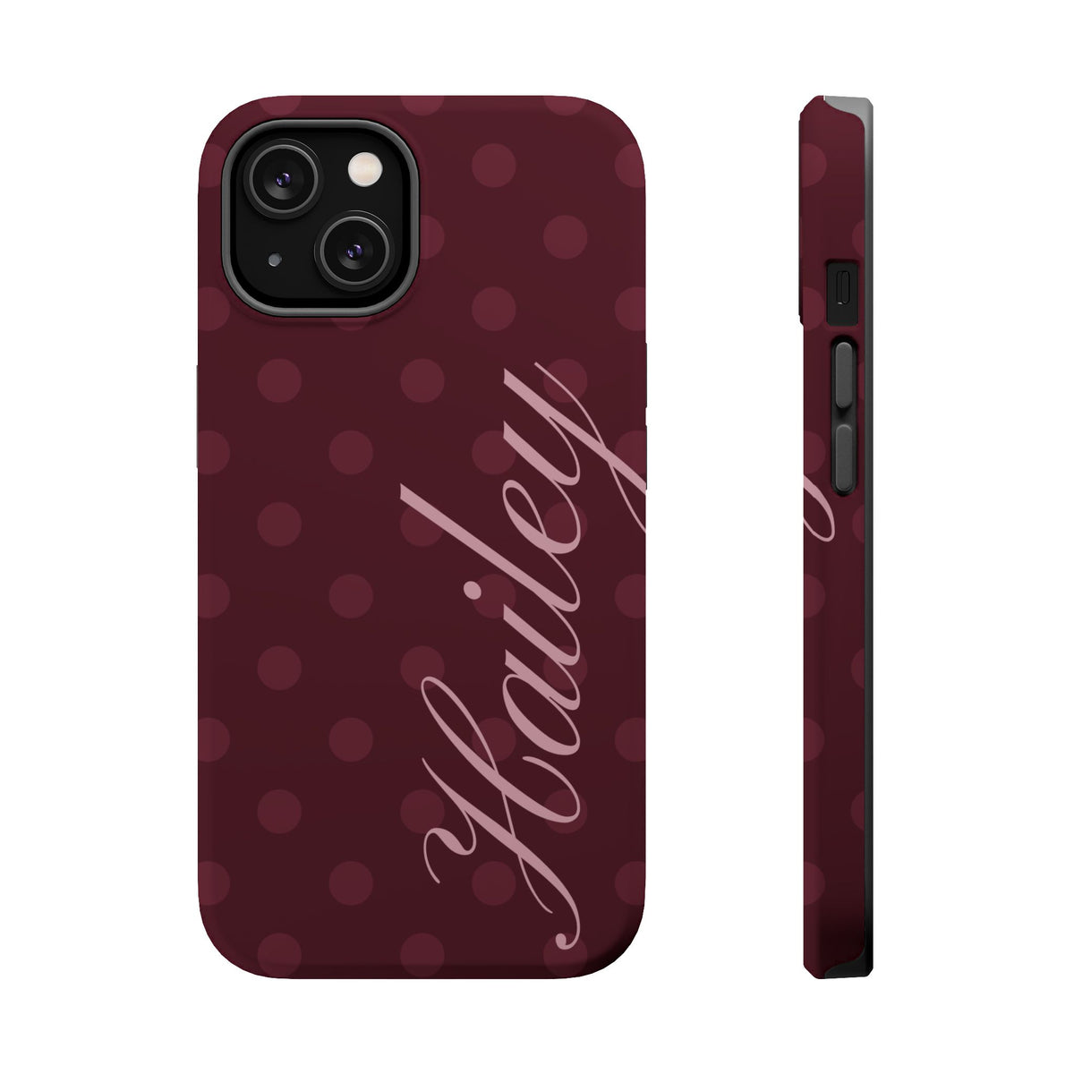 Custom Burgundy Polka Dots iPhone Case