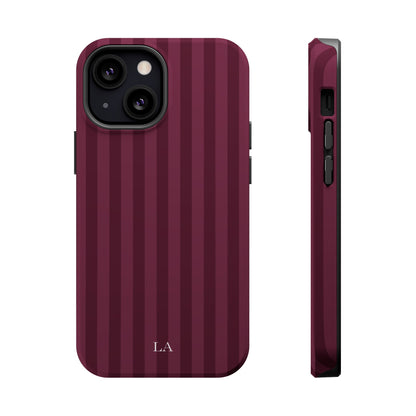 Custom Initials Plum Stripes iPhone Case