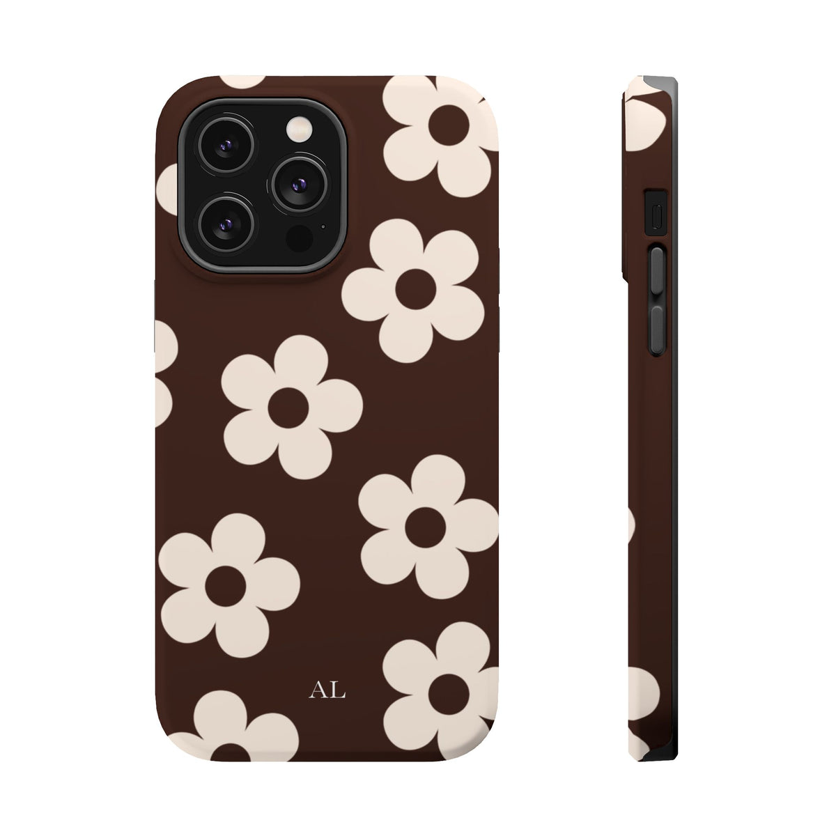 Custom Initials Cocoa Flowers iPhone Case
