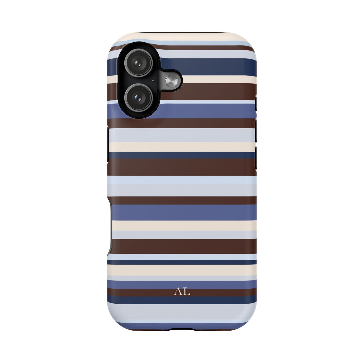 Custom Initials Blueberry Mocha Stripes iPhone Case