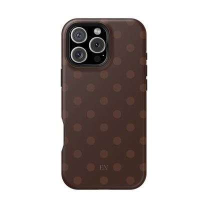 Custom Initials Mocha Polka Dots iPhone Case