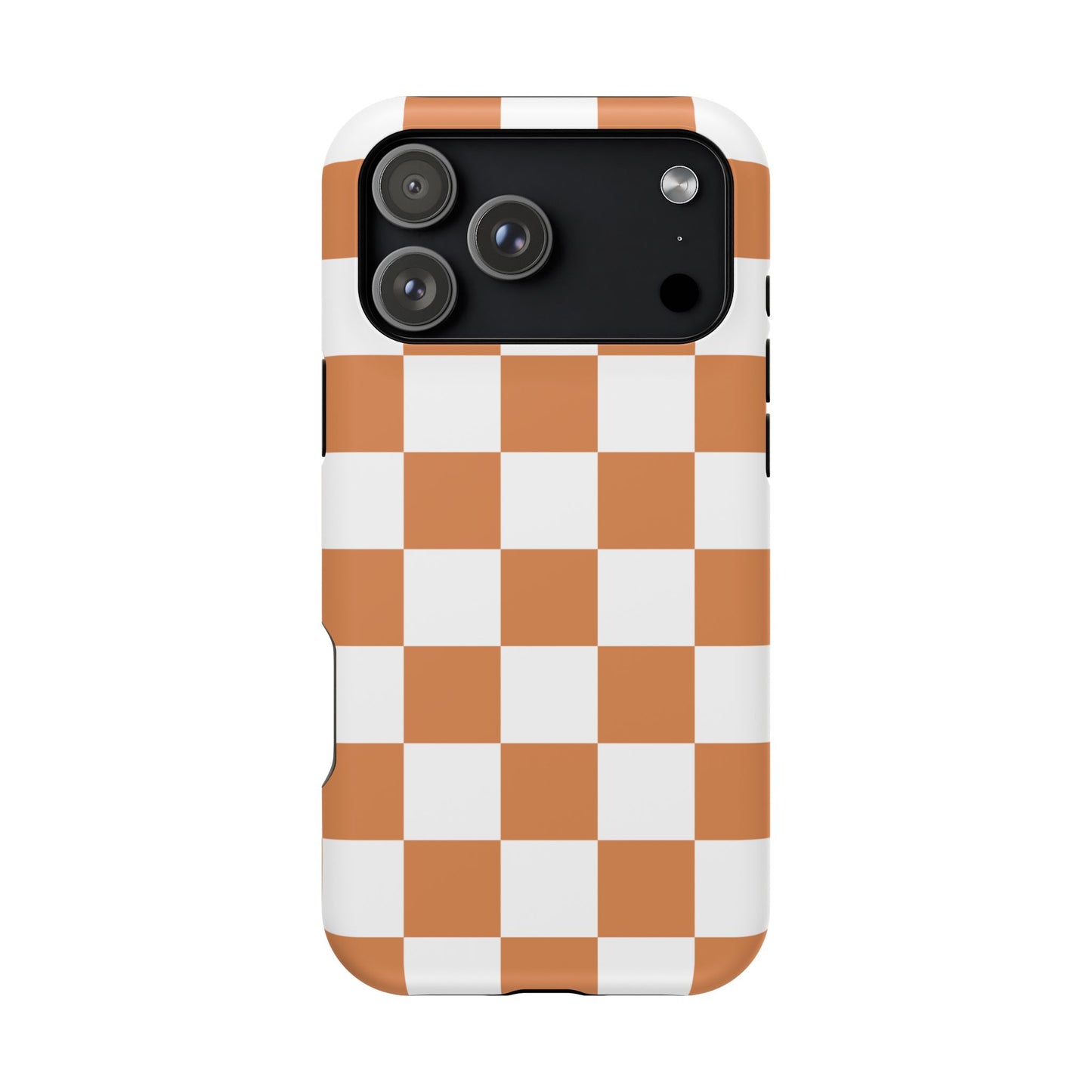 Dark Orange & White Checkered iPhone Case