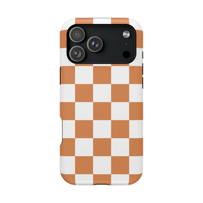 Dark Orange & White Checkered iPhone Case