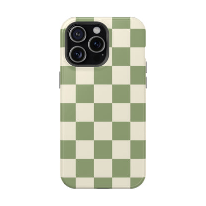 Green & Beige Checkered iPhone Case