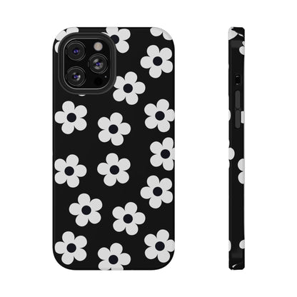 Black Retro Flowers iPhone Case