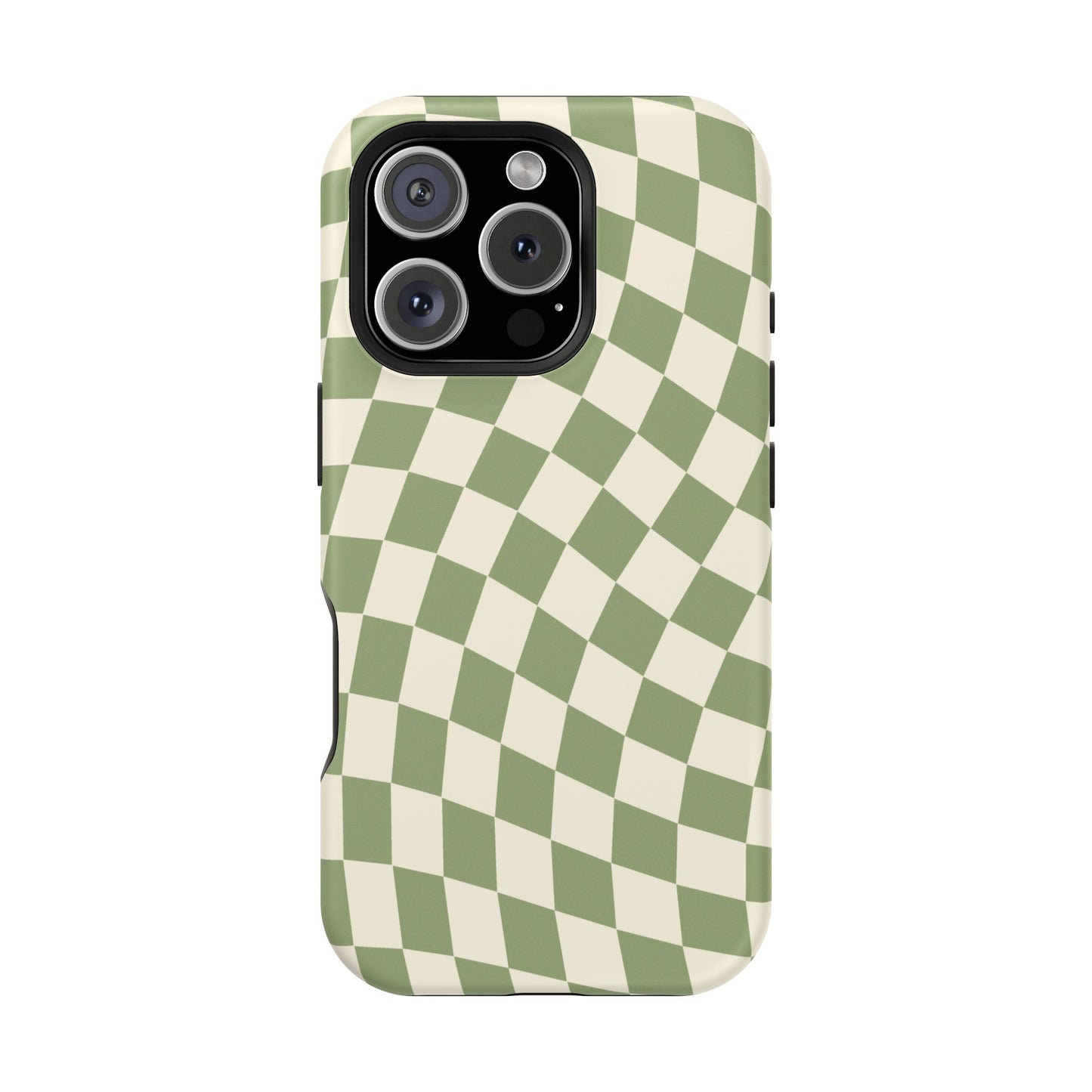 Green & Beige Wavy Checkered iPhone Case