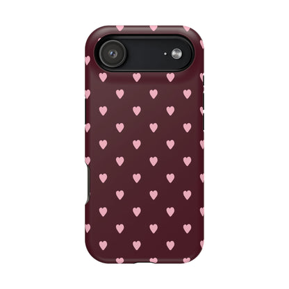 Burgundy & Pink Little Hearts iPhone Case