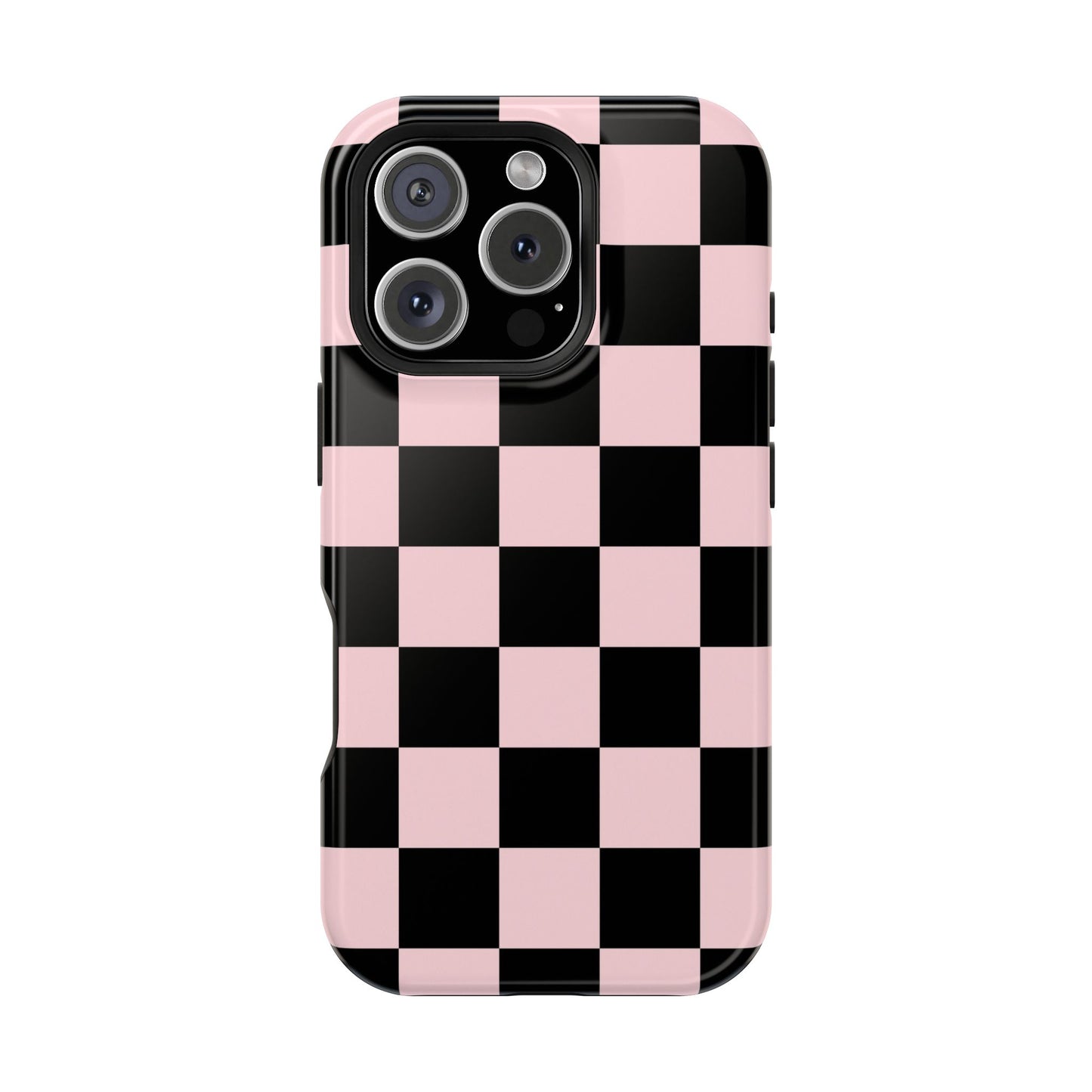 Pink & Black Checkered iPhone Case