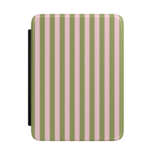 Pink Matcha Stripes Kindle Case