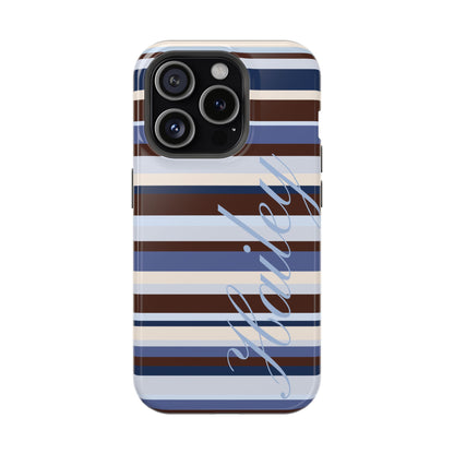 Custom Blueberry Mocha Stripes iPhone Case
