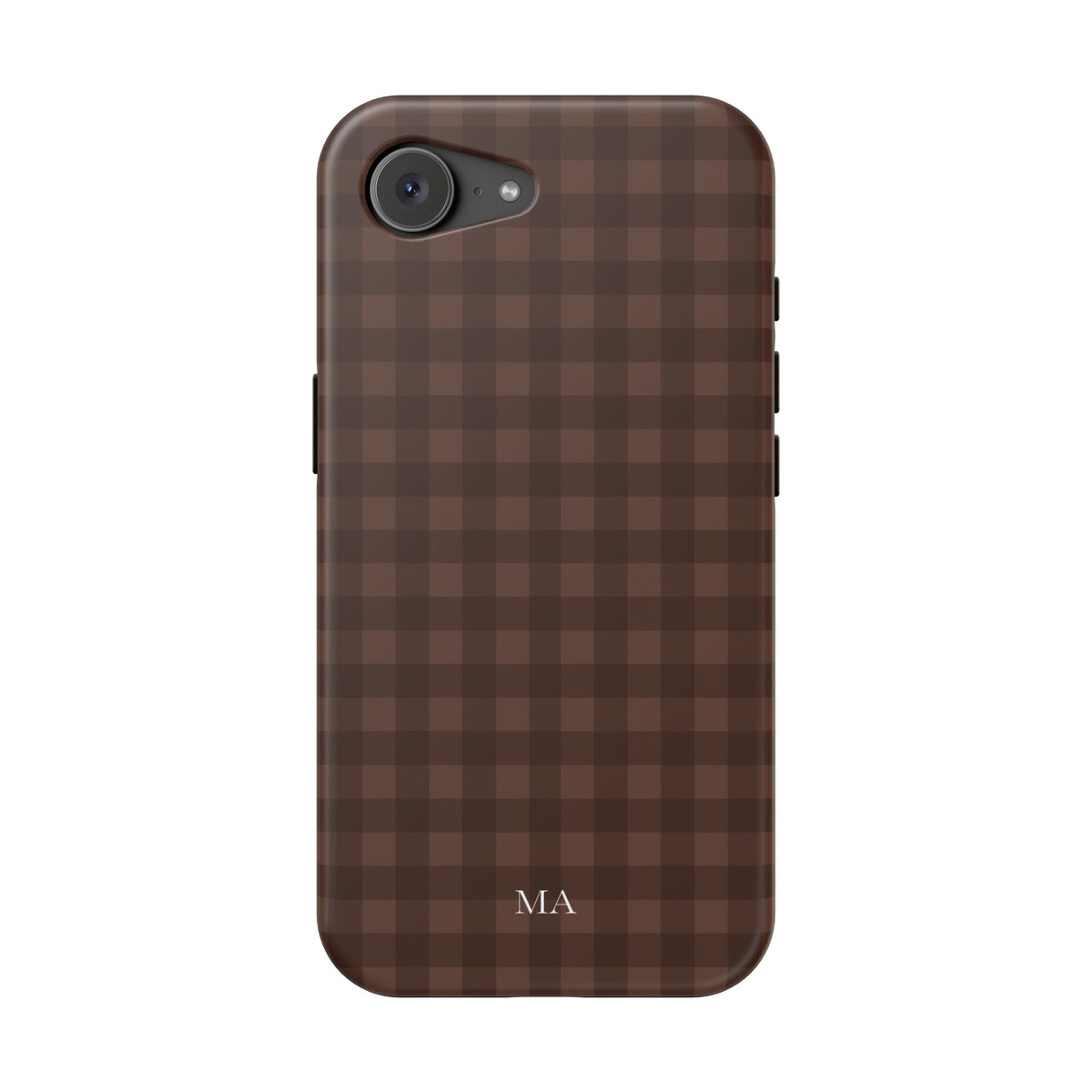 Custom Initials Brown Gingham iPhone Case
