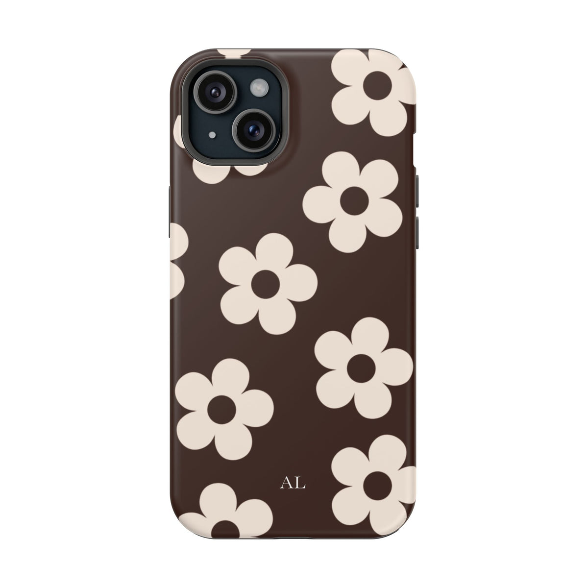 Custom Initials Cocoa Flowers iPhone Case