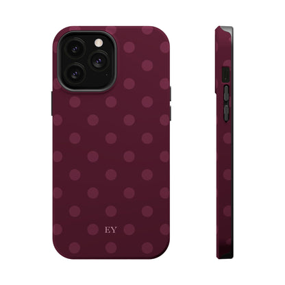 Custom Initials Plum Polka Dots iPhone Case