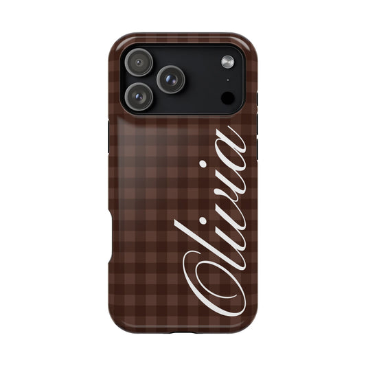 Custom Brown Gingham iPhone Case