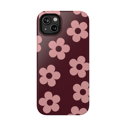 Burgundy & Pink Flowers iPhone Case