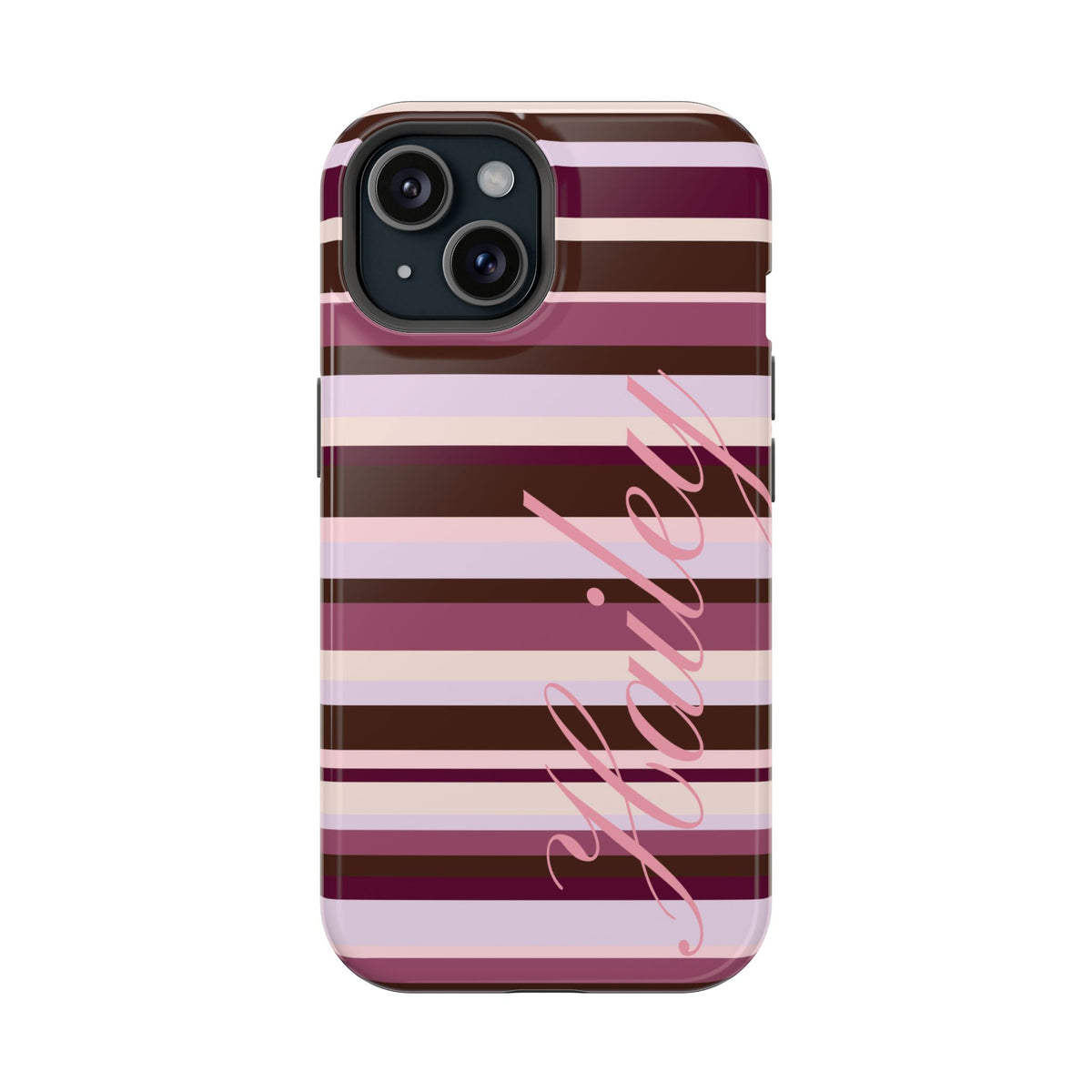 Custom Berry Mocha Stripes iPhone Case