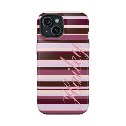 Custom Berry Mocha Stripes iPhone Case