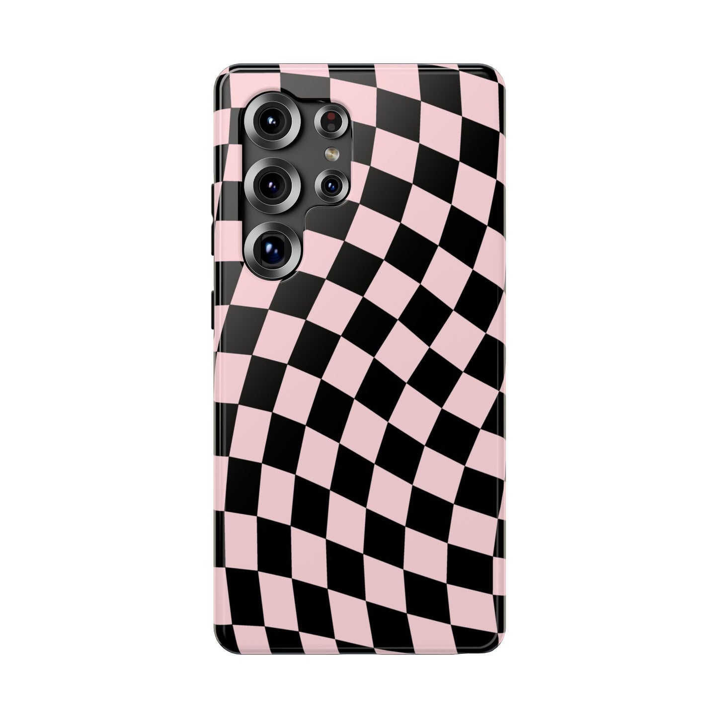 Pink & Black Wavy Checkered Samsung Case