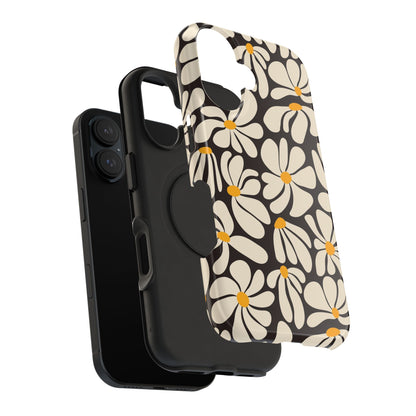 Black Retro Flowers iPhone Case