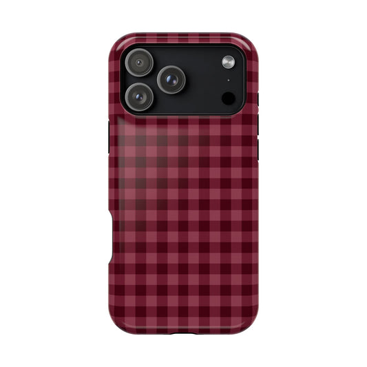 Burgundy Gingham iPhone Case