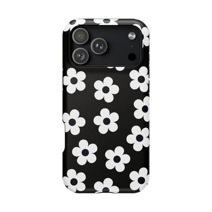 Black Retro Flowers iPhone Case