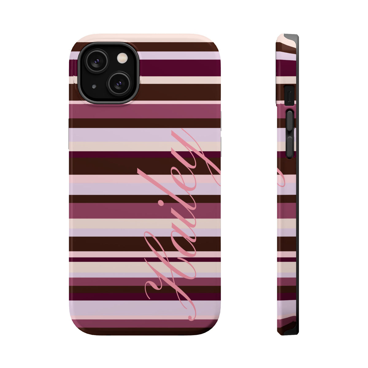 Custom Berry Mocha Stripes iPhone Case