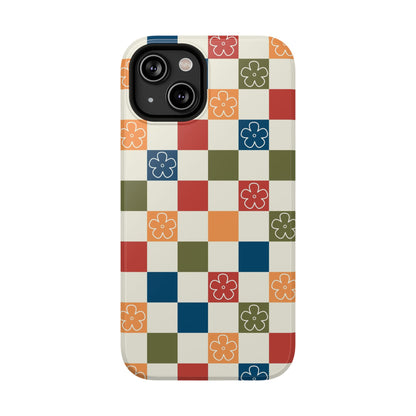 Vintage Flowers Checkered iPhone Case