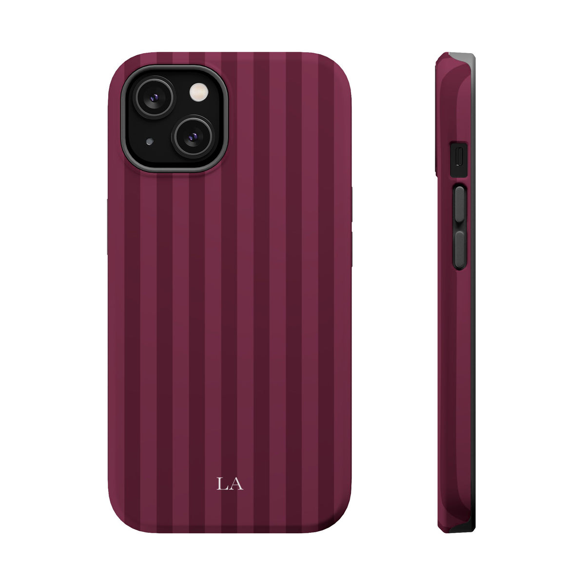 Custom Initials Plum Stripes iPhone Case