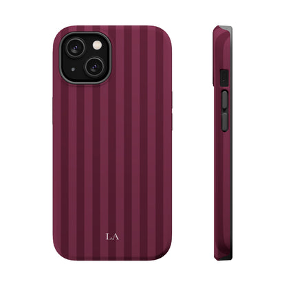 Custom Initials Plum Stripes iPhone Case