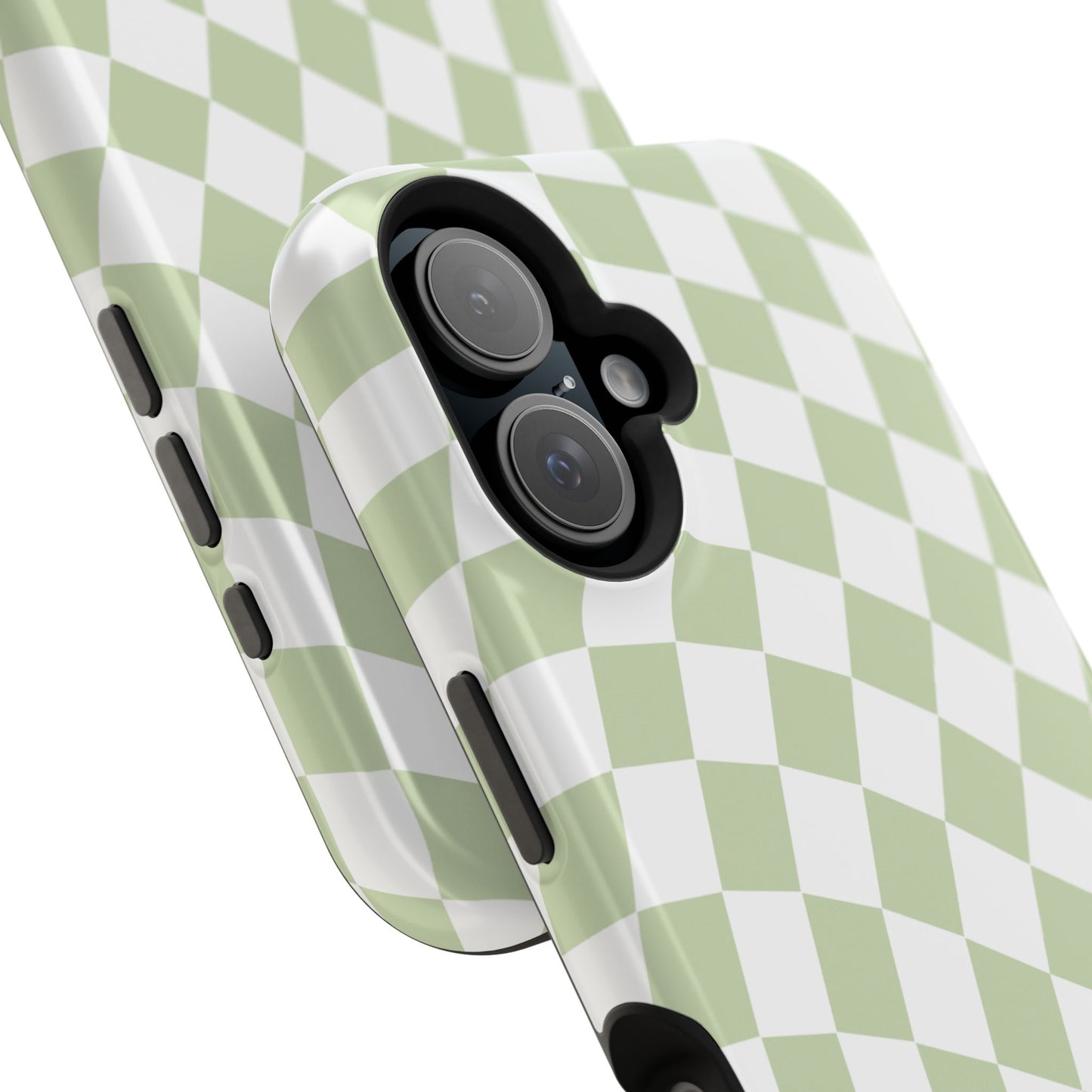 Light Green Wavy Checkered iPhone Case