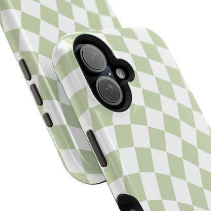 Light Green Wavy Checkered iPhone Case