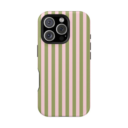 Pink Matcha Stripes iPhone Case