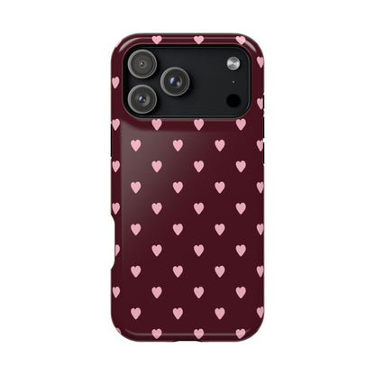 Burgundy & Pink Little Hearts iPhone Case