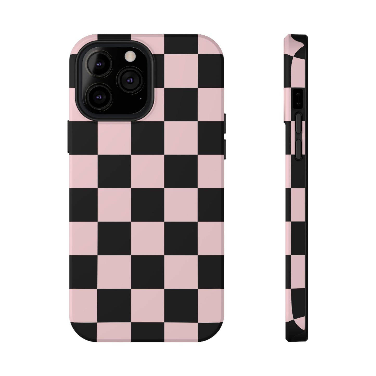 Pink & Black Checkered iPhone Case