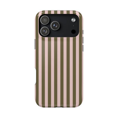 Pink Pistachio Stripes iPhone Case