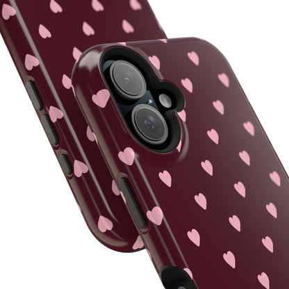 Burgundy & Pink Little Hearts iPhone Case