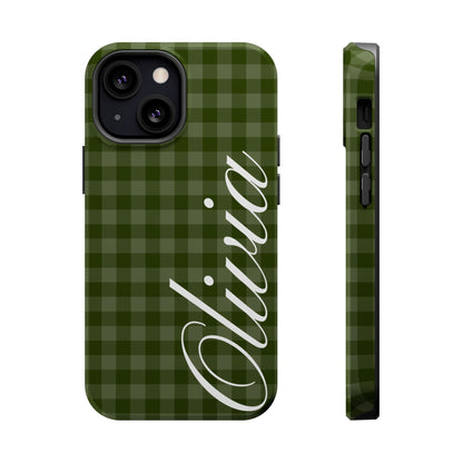 Custom Green Gingham iPhone Case