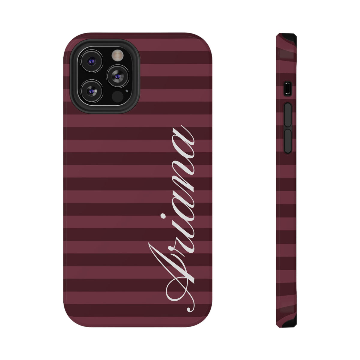 Custom Burgundy Classic Striped iPhone Case