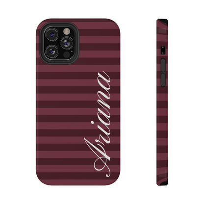 Custom Burgundy Classic Striped iPhone Case