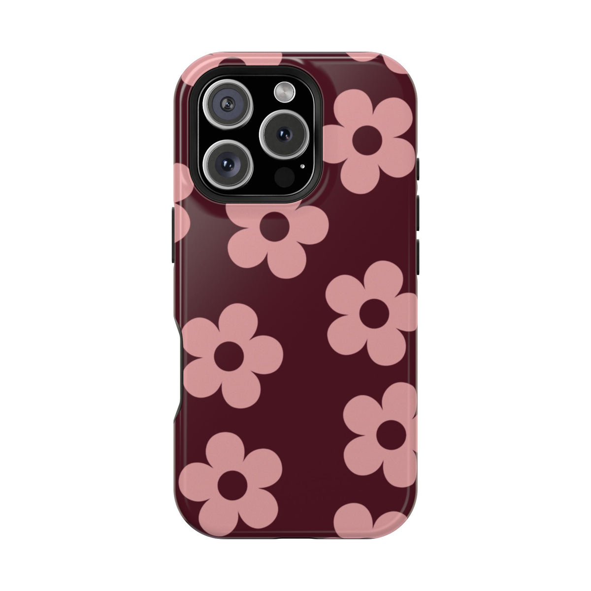 Burgundy & Pink Flowers iPhone Case