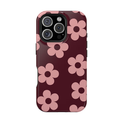 Burgundy & Pink Flowers iPhone Case