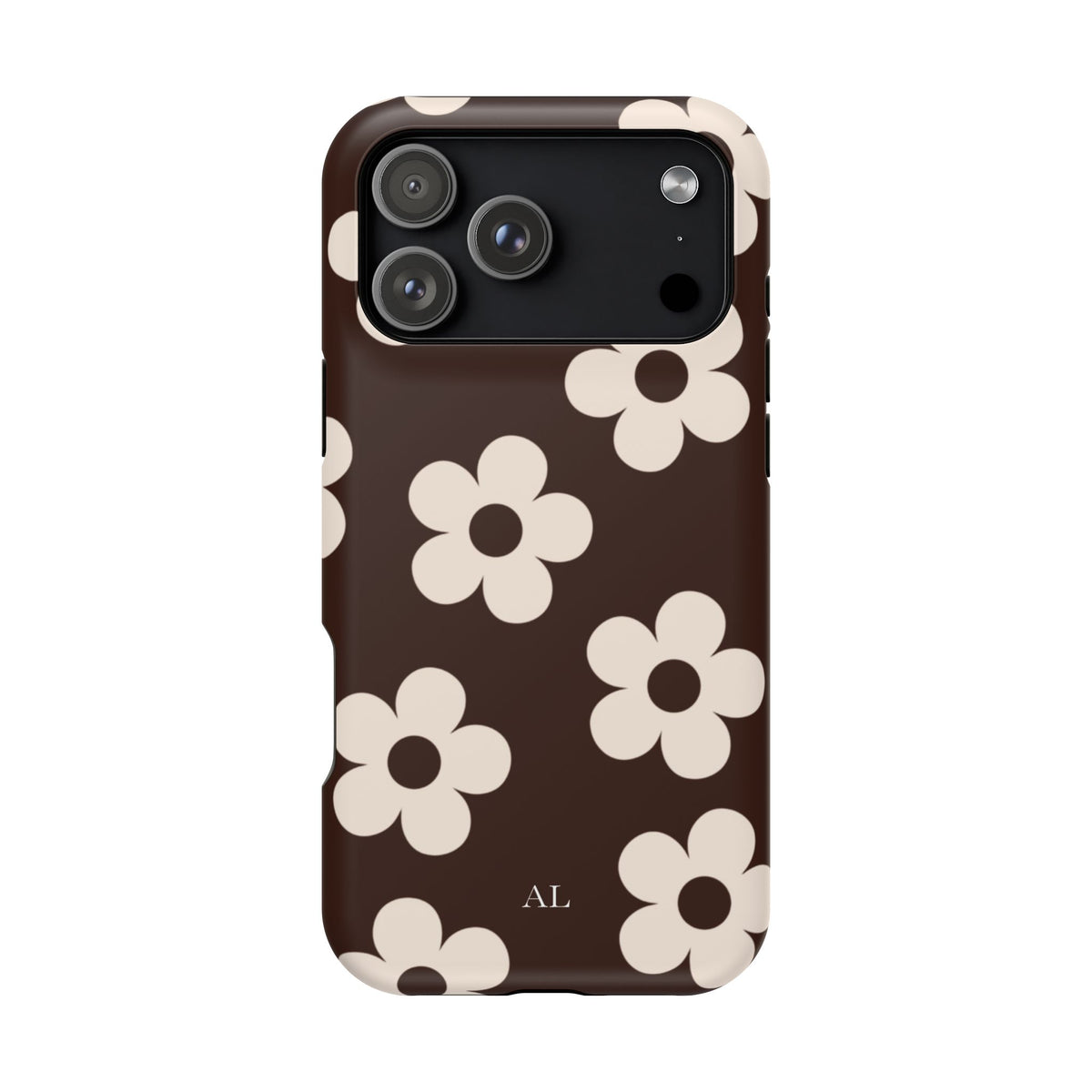 Custom Initials Cocoa Flowers iPhone Case
