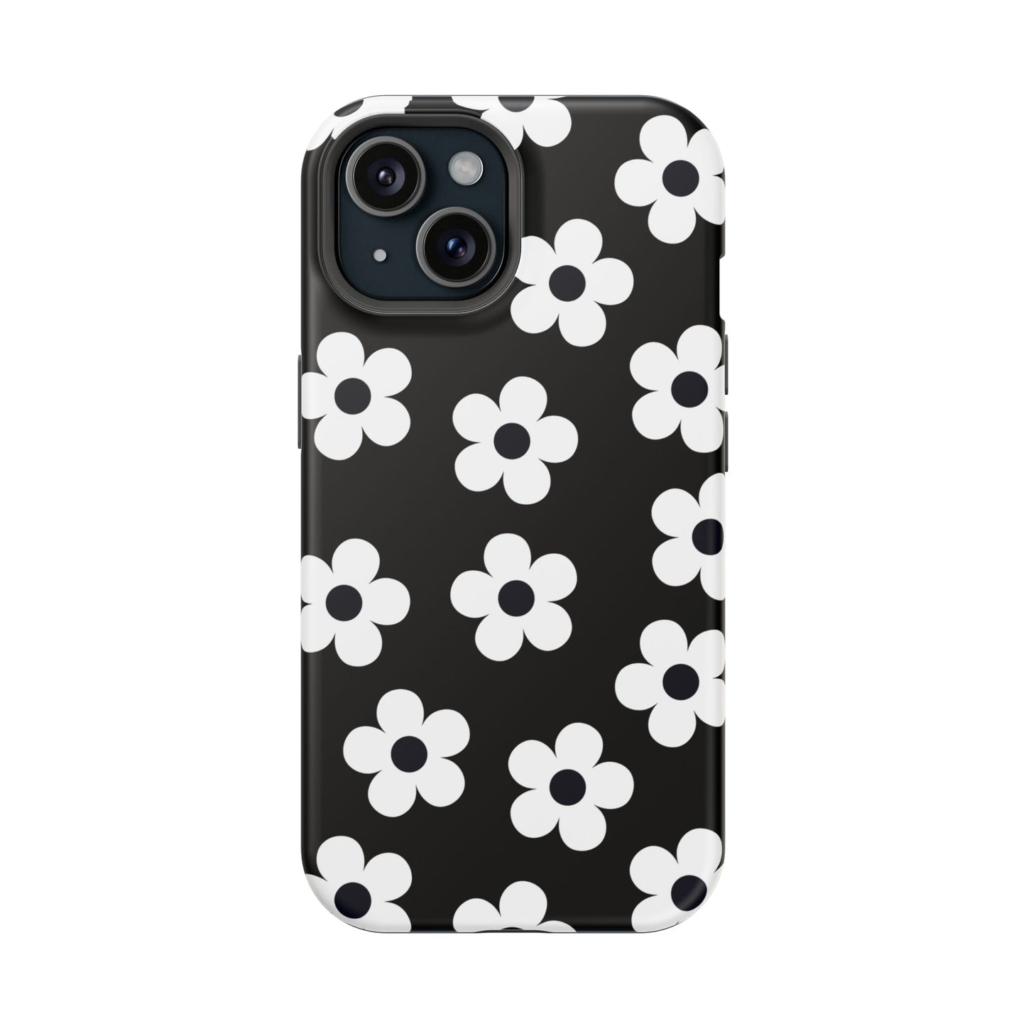 Black Retro Flowers iPhone Case