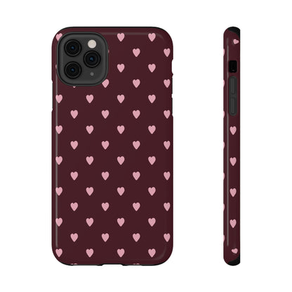 Burgundy & Pink Little Hearts iPhone Case