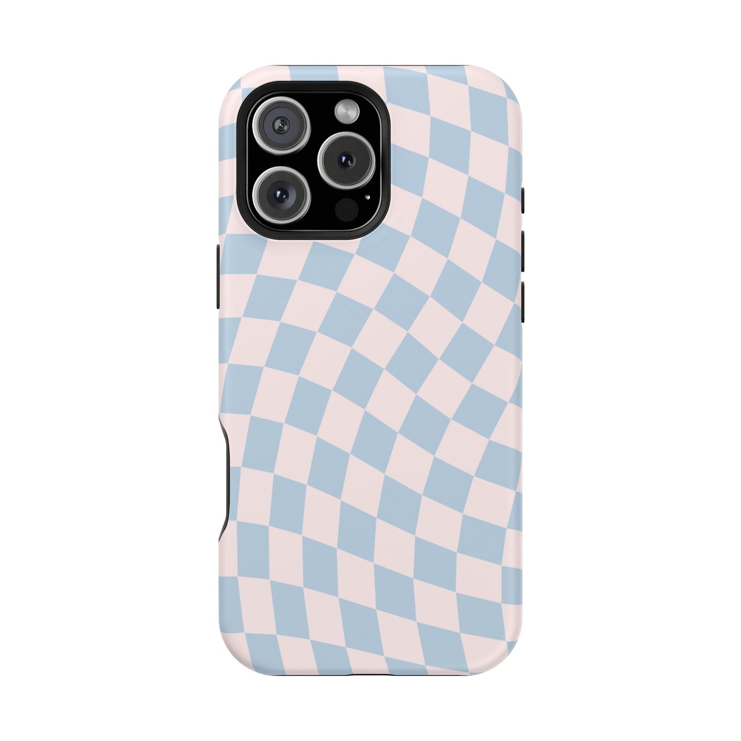 Pink & Blue Wavy Checkered iPhone Case