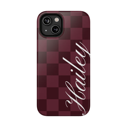 Custom Burgundy Checkered iPhone Case